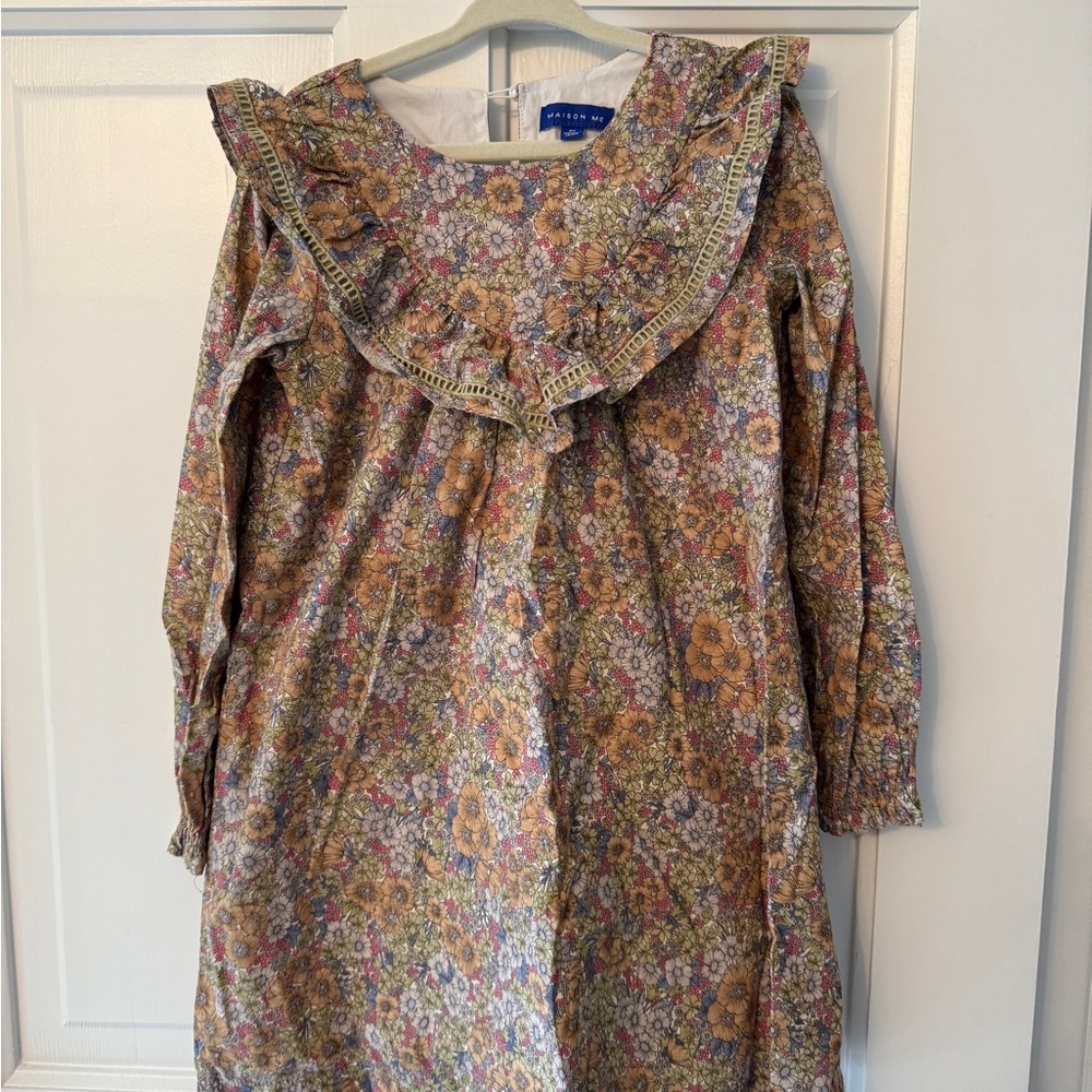 Floral Kids Casual Dress - Green and Pink